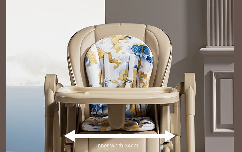 Multifunction Children Dining Chair Adjustable 2-in-1 Smooth Cardan Wheel Foldable Toddler Reclining Chair Highchair for Baby