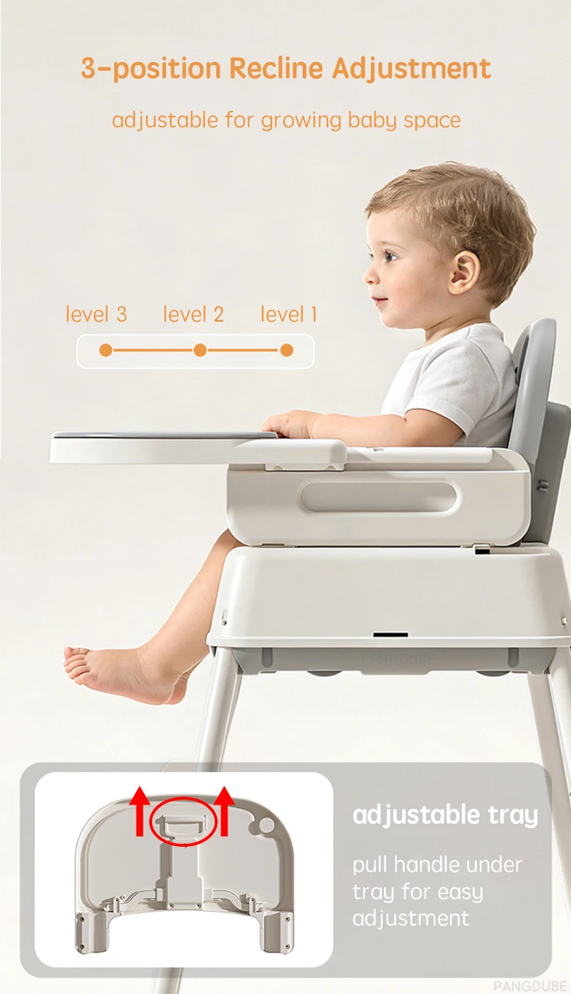 PANGDUBE Foldable Baby High Chair Portable Infant Feeding Seat Convertible Booster Toddler Meal Chair with Wheels Tray