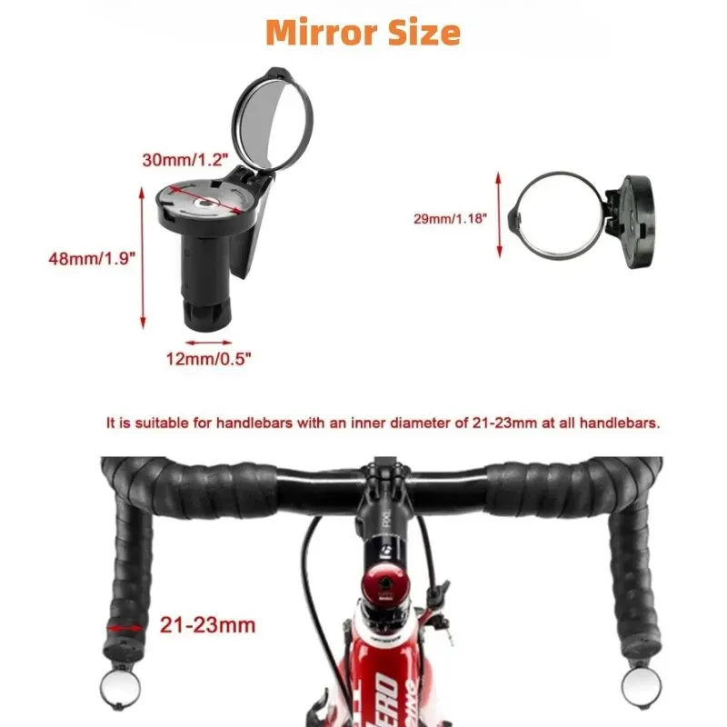 Bicycle Rear View Convex Mirror, 1PC Drop Bar Handlebar Mount Bike Back Sight Reflector, Lightweight Acrylic Lens Cycling Mirror