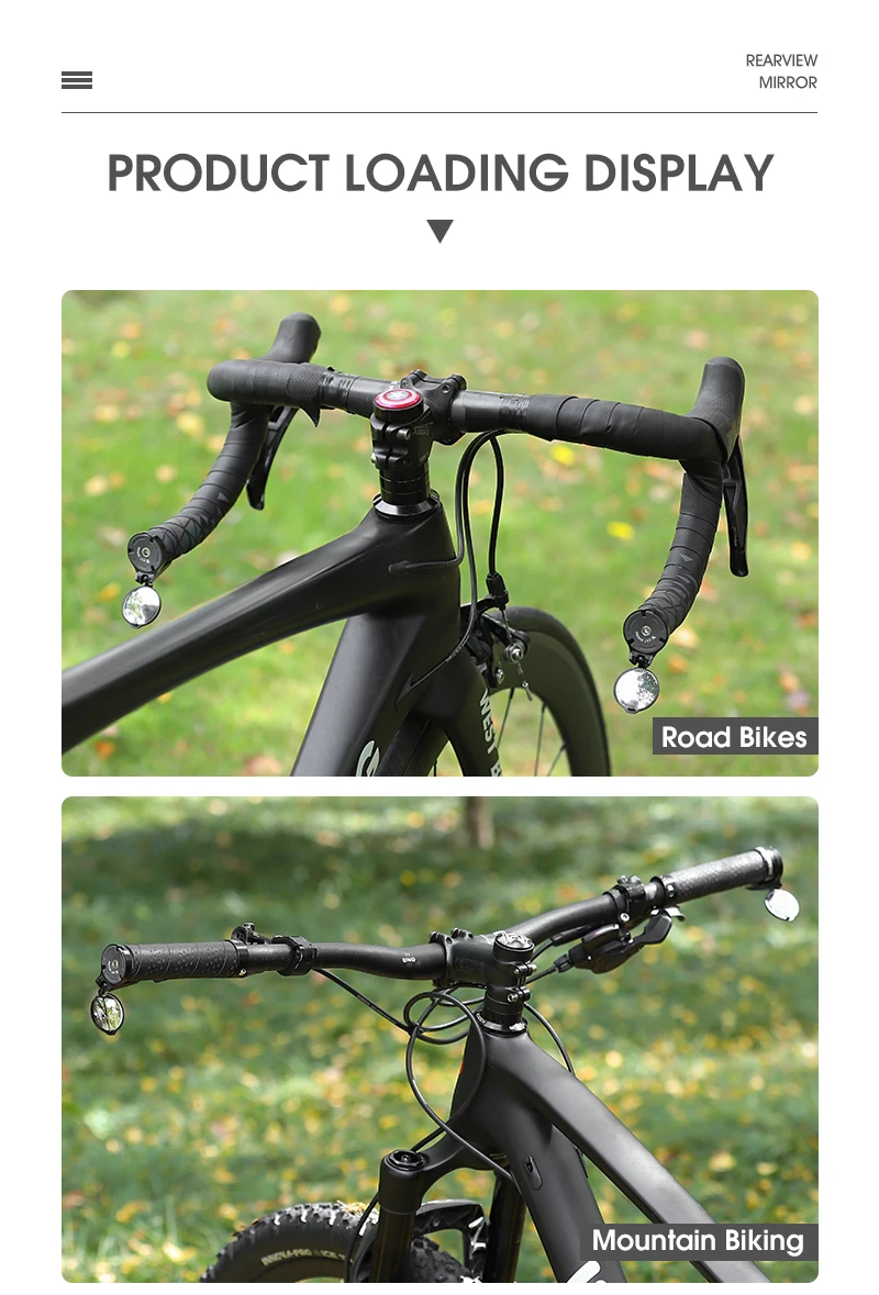 WEST BIKING Bike Rearview Mirror Universal Adjustable Convex Mirrors Rotate Handlebar End Mirror MTB Road Bike Accessories