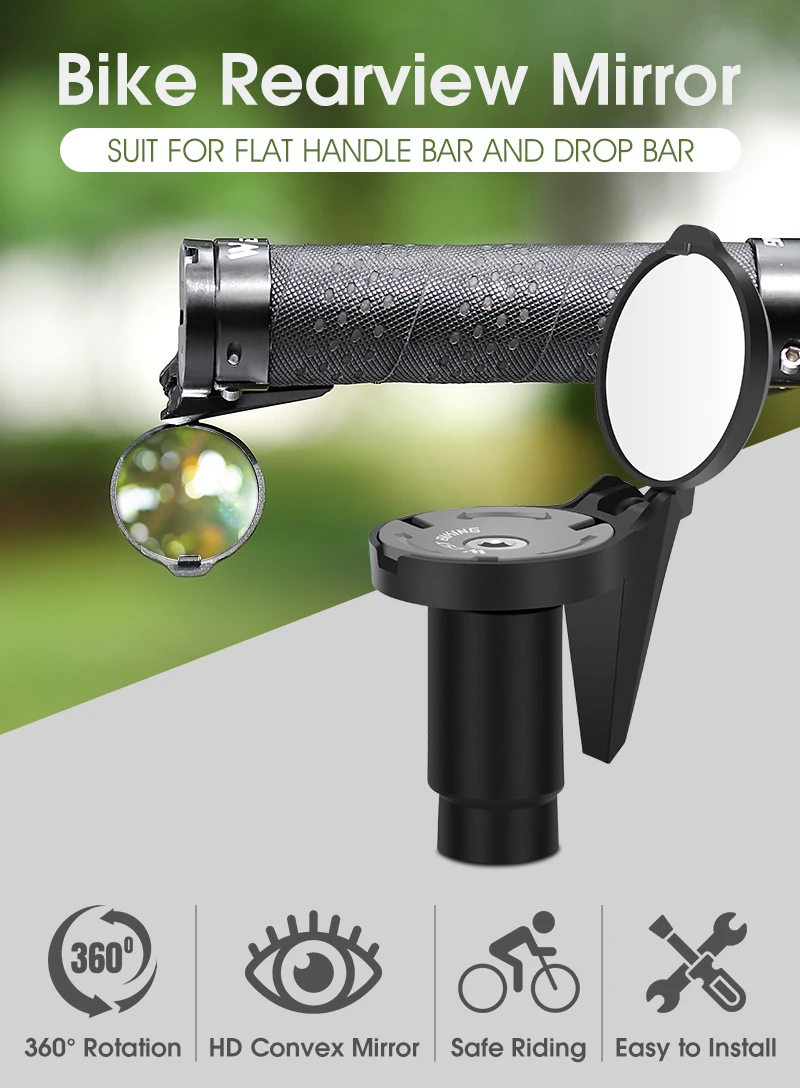 WEST BIKING Bike Rearview Mirror Universal Adjustable Convex Mirrors Rotate Handlebar End Mirror MTB Road Bike Accessories