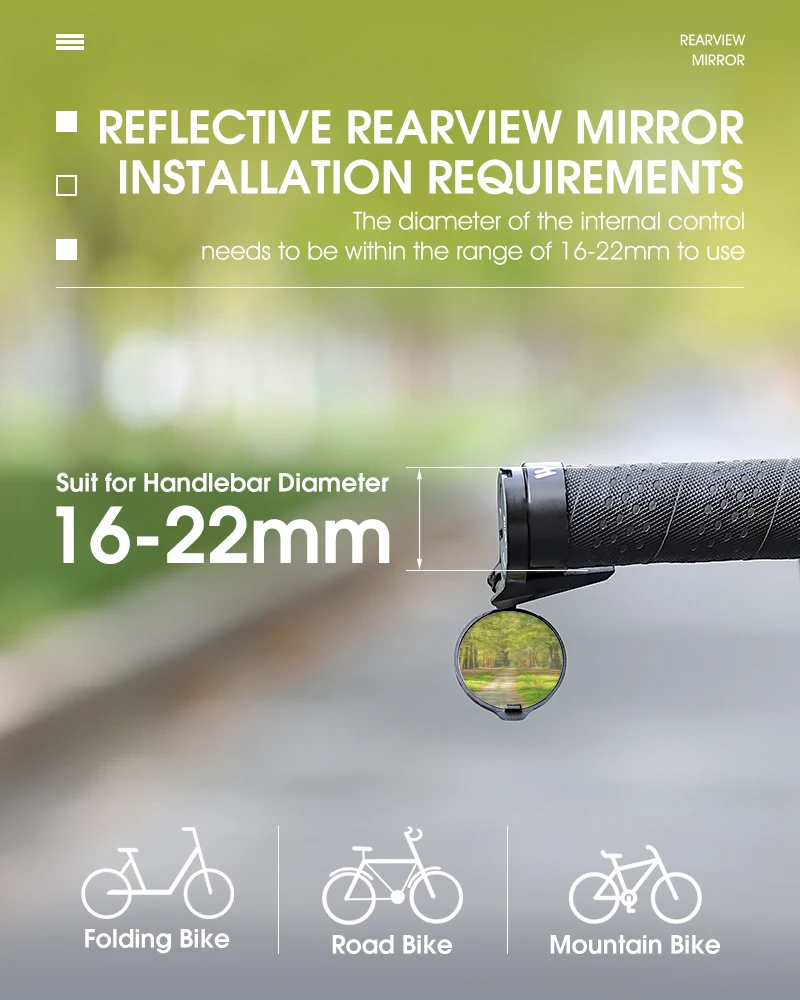 WEST BIKING Bike Rearview Mirror Universal Adjustable Convex Mirrors Rotate Handlebar End Mirror MTB Road Bike Accessories