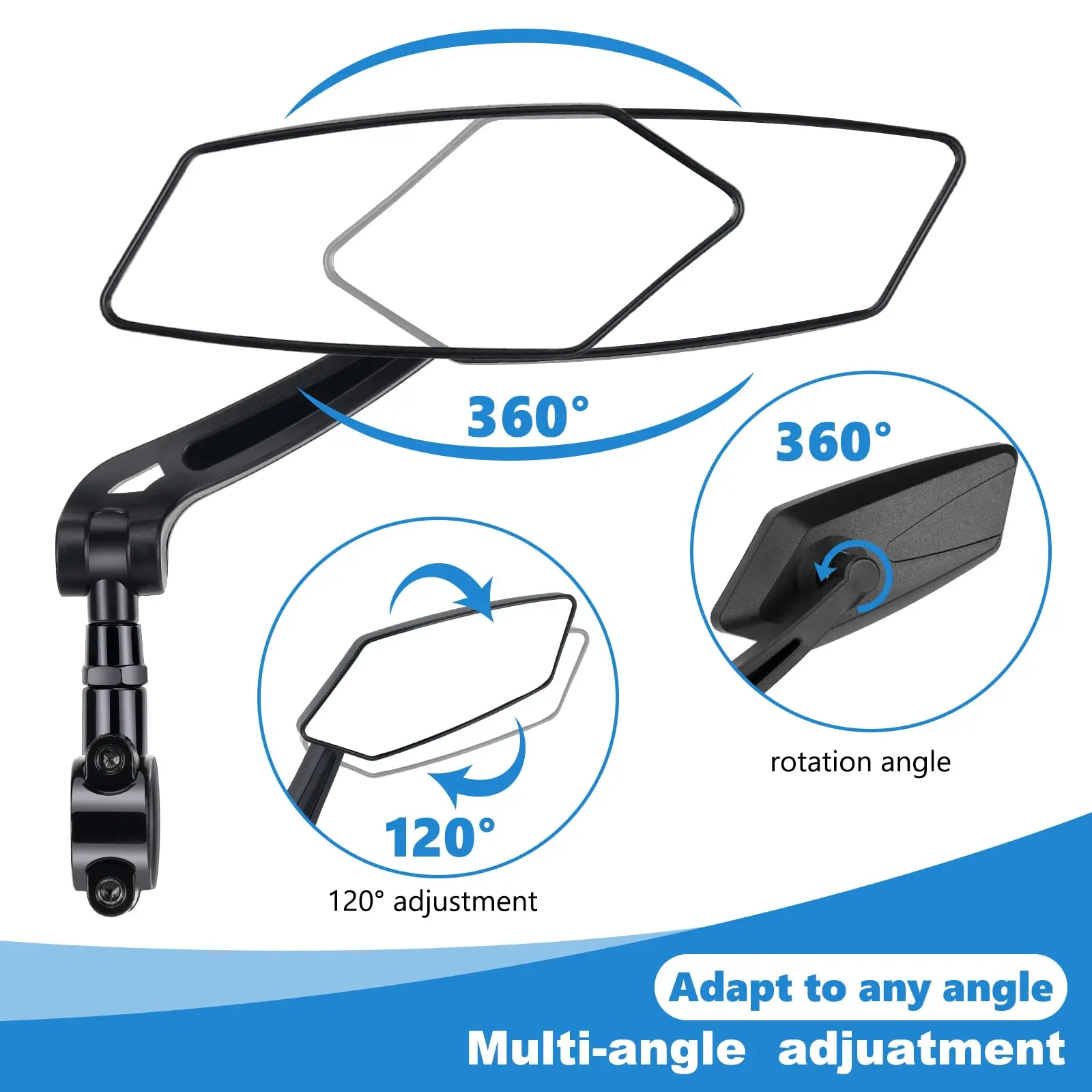 Bicycle Rearview Bike Adjustable 360° Rotate Wide Angle Mirror Road Bike Handlebar Rear View Mirrors Bicycle Accessories