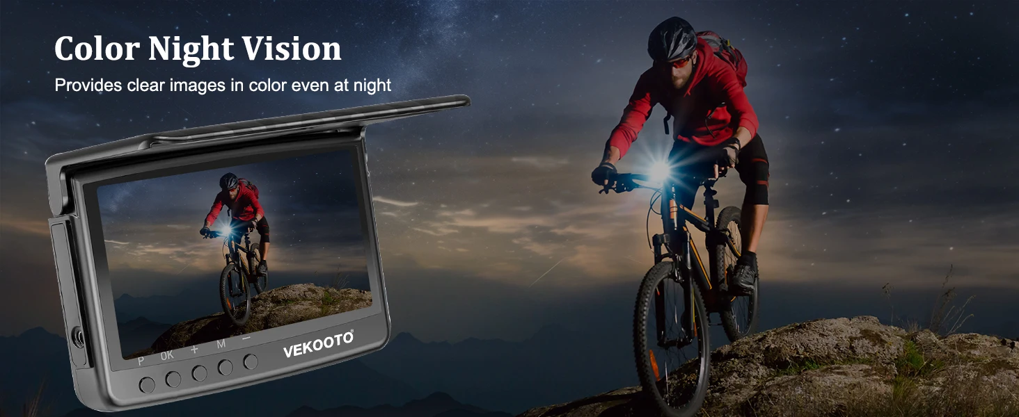 1080P 5" HD Display Bicycle Rear View Camera Real-Time Road Monitoring Night Vision Waterproof Bike Backup Camera for MTB E-Bike