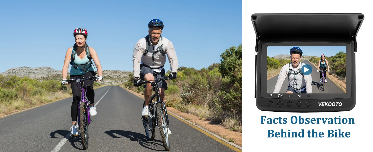 1080P 5" HD Display Bicycle Rear View Camera Real-Time Road Monitoring Night Vision Waterproof Bike Backup Camera for MTB E-Bike
