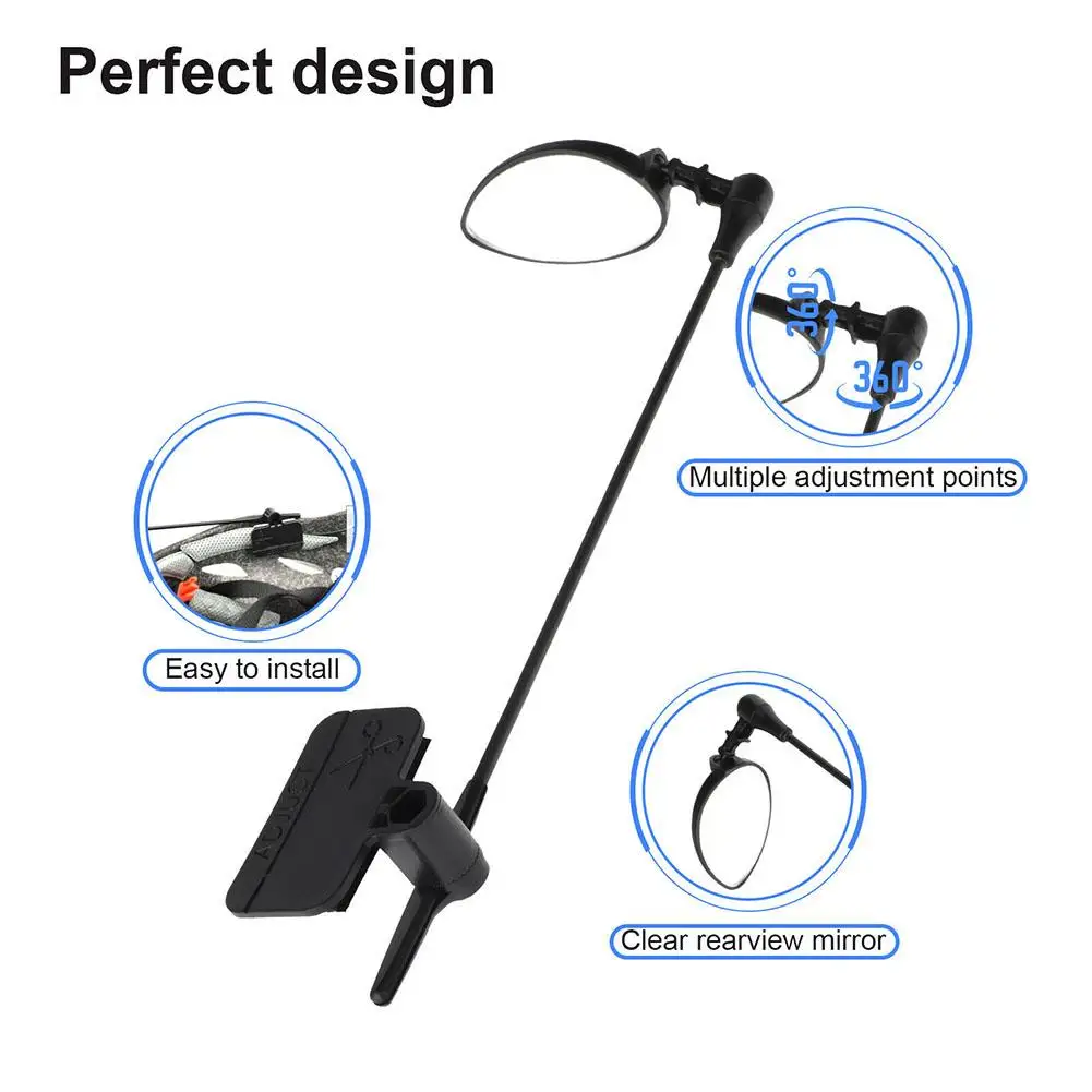 Bike Helmet Rearview Mirror 360 Degree Adjustable Wide Angle Lightweight Bike Riding Mirror Bicycle Rearview Mirrors Accessories