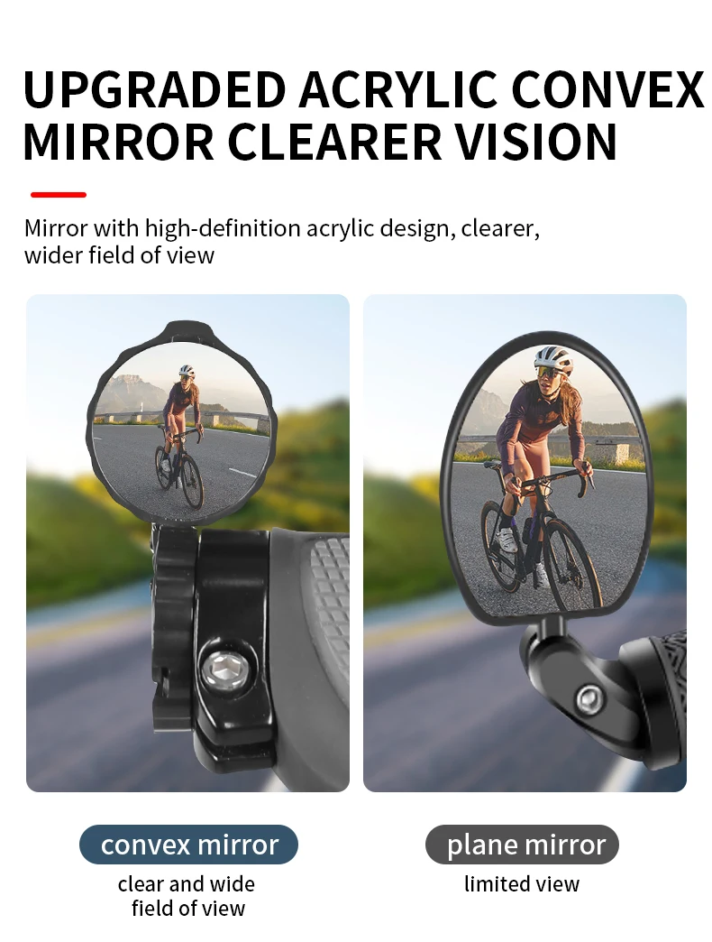 1/2pcs Bicycle Rearview Mirror Adjustable Rotate Cycling Handlebar Led Warning Light Rear View Mirrors Bike Accessories