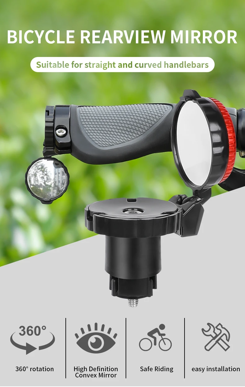 1/2pcs Bicycle Rearview Mirror Adjustable Rotate Cycling Handlebar Led Warning Light Rear View Mirrors Bike Accessories