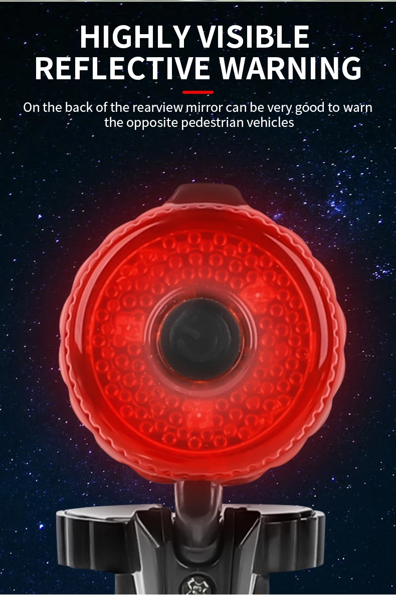1/2pcs Bicycle Rearview Mirror Adjustable Rotate Cycling Handlebar Led Warning Light Rear View Mirrors Bike Accessories