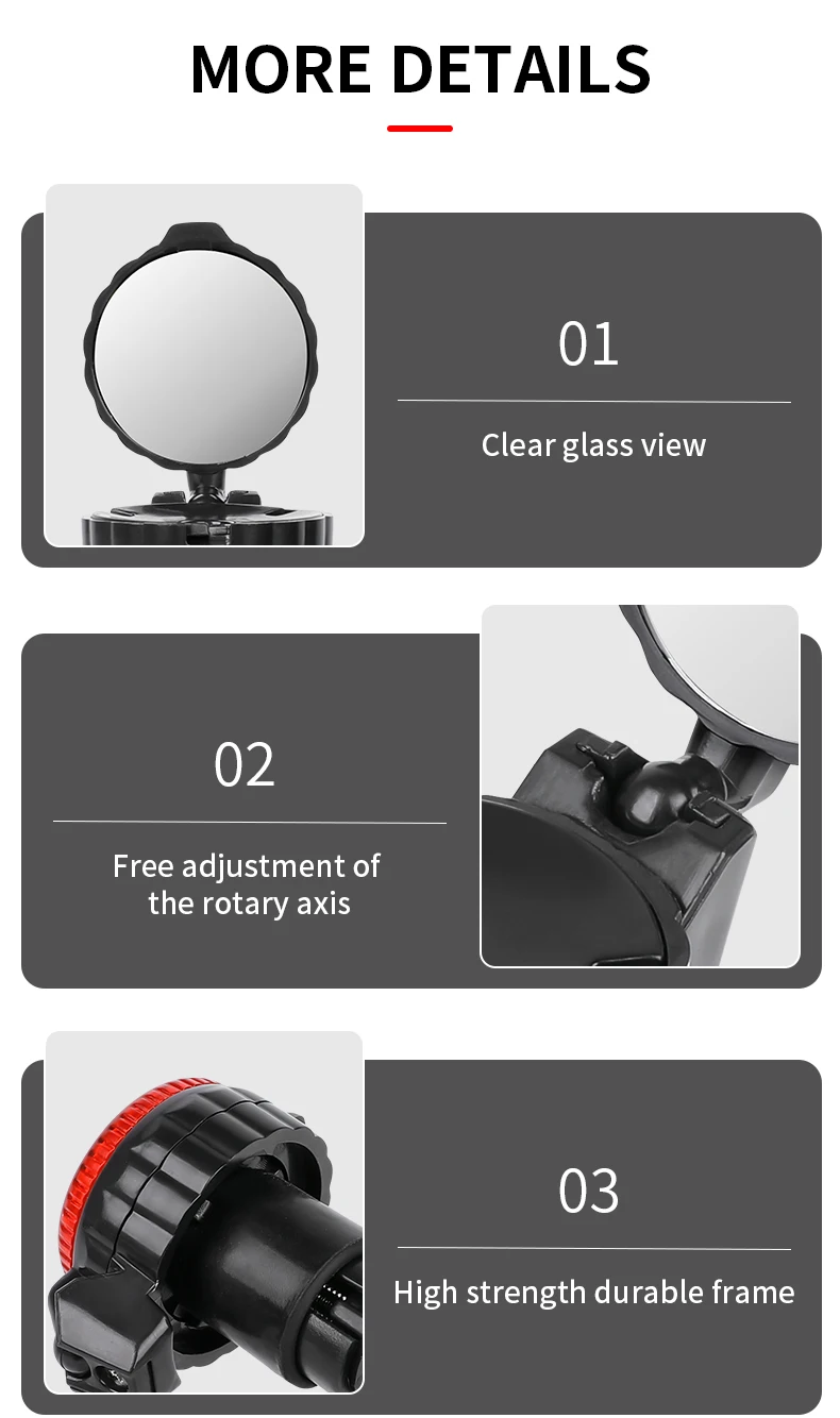 1/2pcs Bicycle Rearview Mirror Adjustable Rotate Cycling Handlebar Led Warning Light Rear View Mirrors Bike Accessories