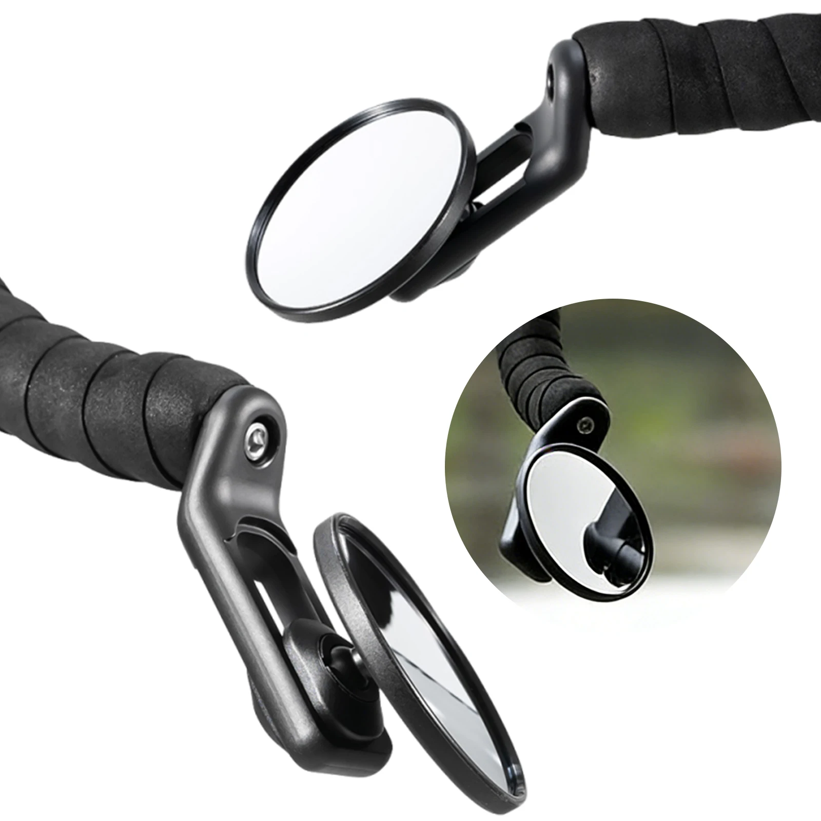 360° Adjustable Handlebar Plug Rearview Mirror Rotatable Bicycle Rearview Mirror Handlebar End Wide-Angle Cycling Mirrors Access
