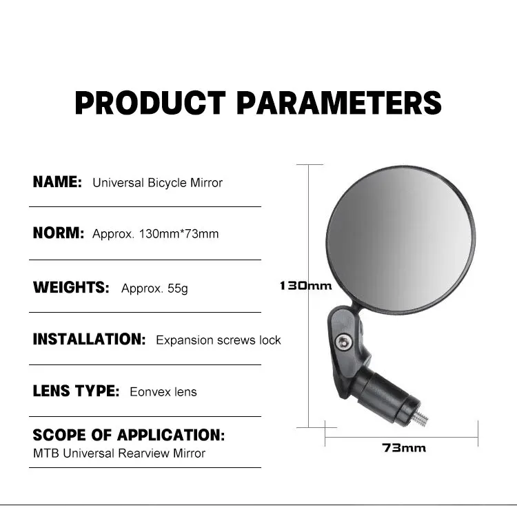 Universal Bicycle Rearview Mirror Adjustable Rotate Wide Angle Cycling Handlebar Rear View Mirrors for MTB Road Accessories