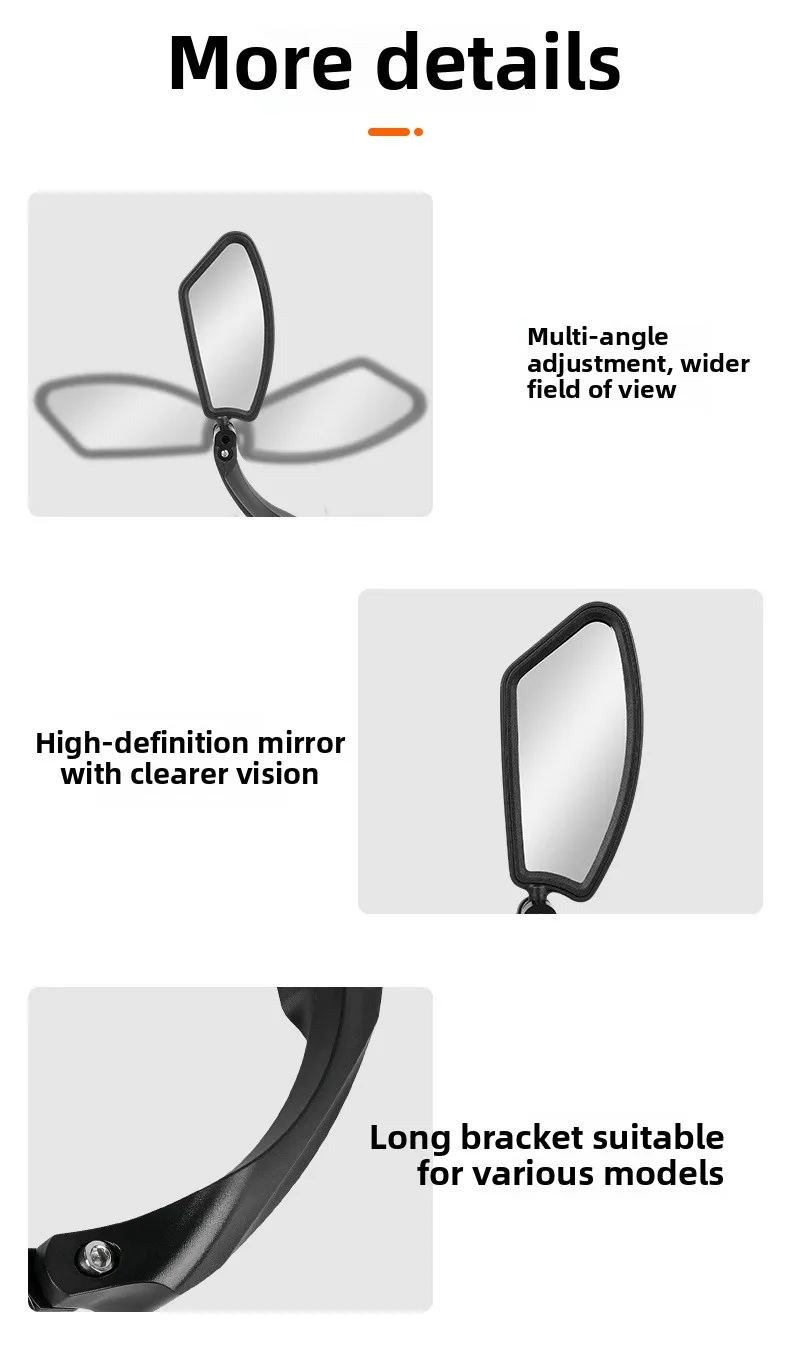 Stainless Steel HD Lens Bike Rear VIew Mirror 360° Rotatable MTB Rear Mirror Widen Big View Road Bicycle Mirror Bike Accessories