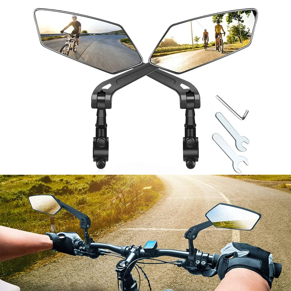 Bike Rear View Mirror Reflector Adjustable Rotatable Handlebar Mirror Clear Rearview Electric Scooter Cycling Bicycle Accessorie