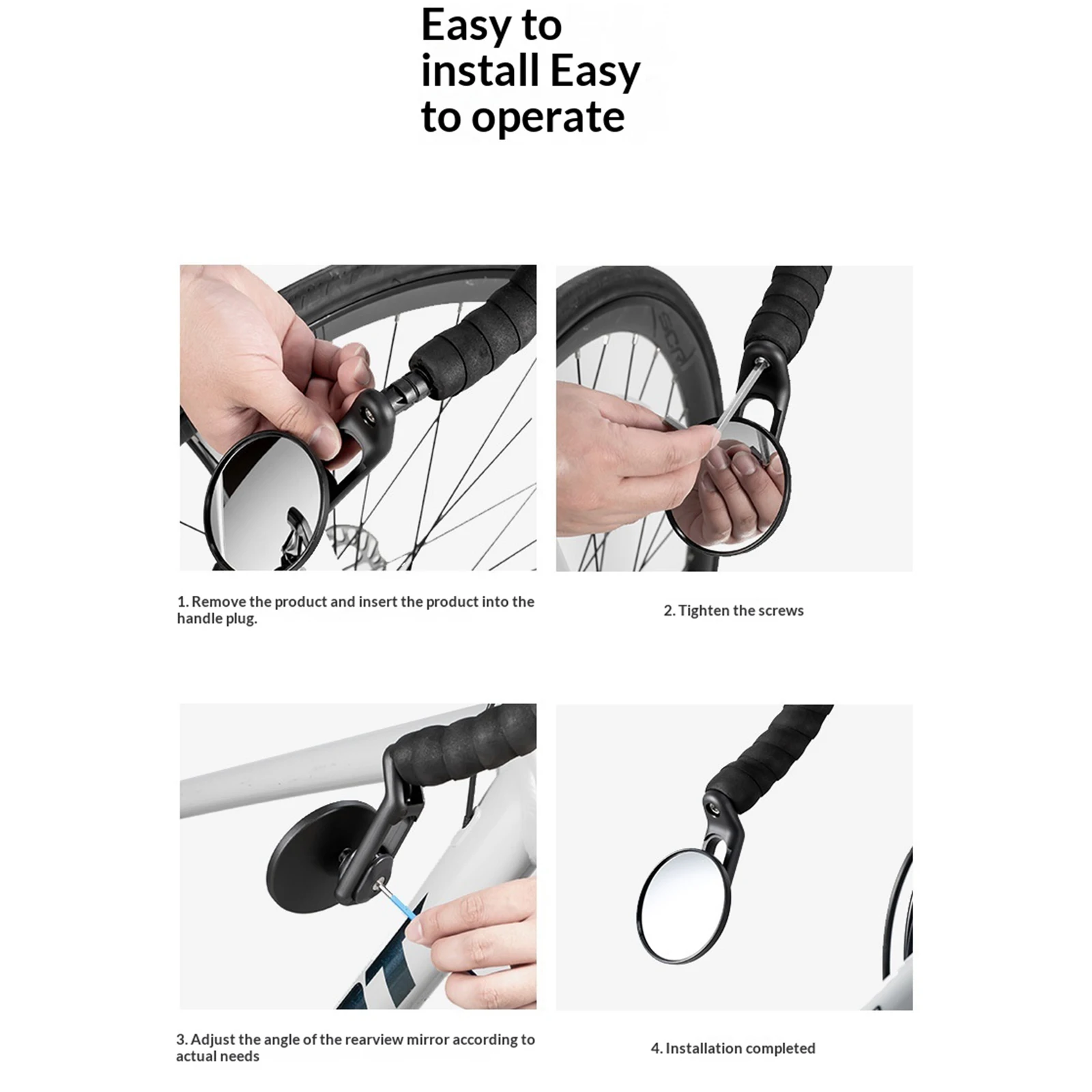 360° Adjustable Handlebar Plug Rearview Mirror Rotatable Bicycle Rearview Mirror Handlebar End Wide-Angle Mirrors Bike Accessory