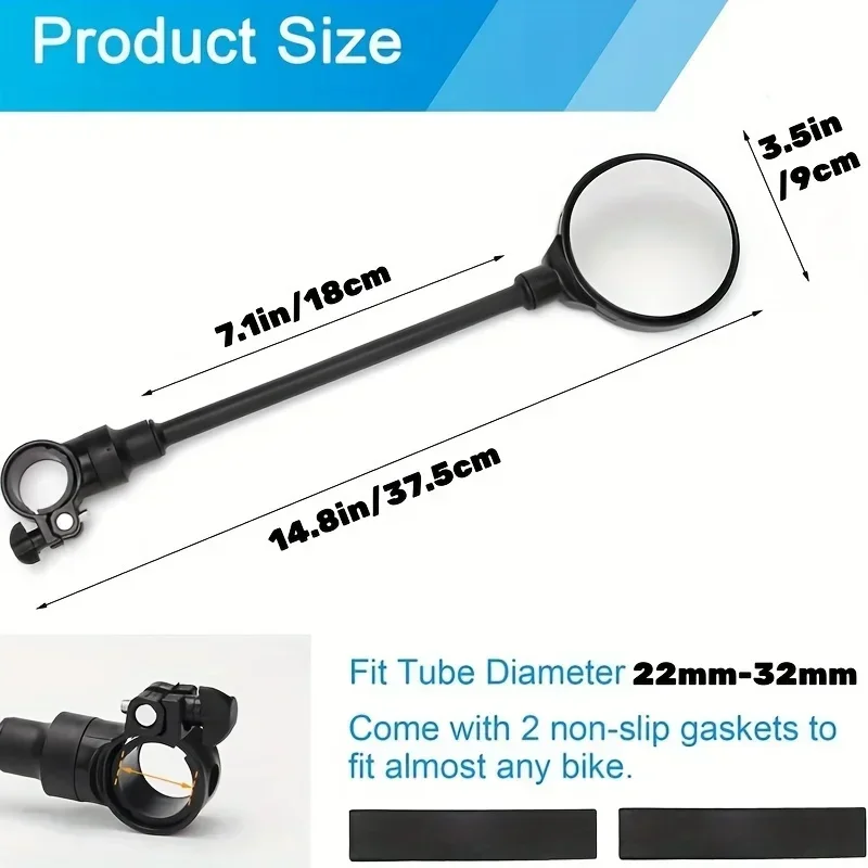 Bicycle Rearview Handlebar Mirrors 360 Rotatable for Mountain Road Bike Motorcycle Bendable Hose Adjustable Rearview Mirror