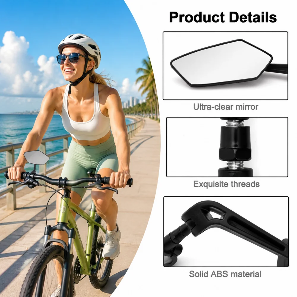 Tolex Bicycle Rearview Mirrors Adjustable 360° Rotate MTB Road Bike Handlebar RearView Mirrors Bicycle Accessories