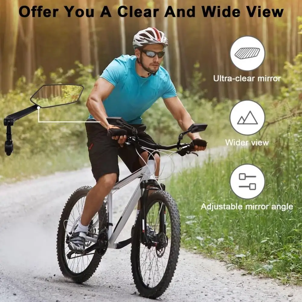 Tolex Bicycle Rearview Mirrors Adjustable 360° Rotate MTB Road Bike Handlebar RearView Mirrors Bicycle Accessories