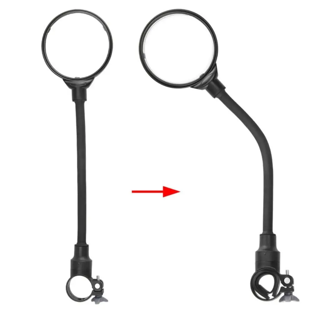 Silicone Handle Bike Handlebar Rearview Mirror Adjustable Flexible 360 Degree Rotation Rearview Mirror Black Bike Mirrors Bike