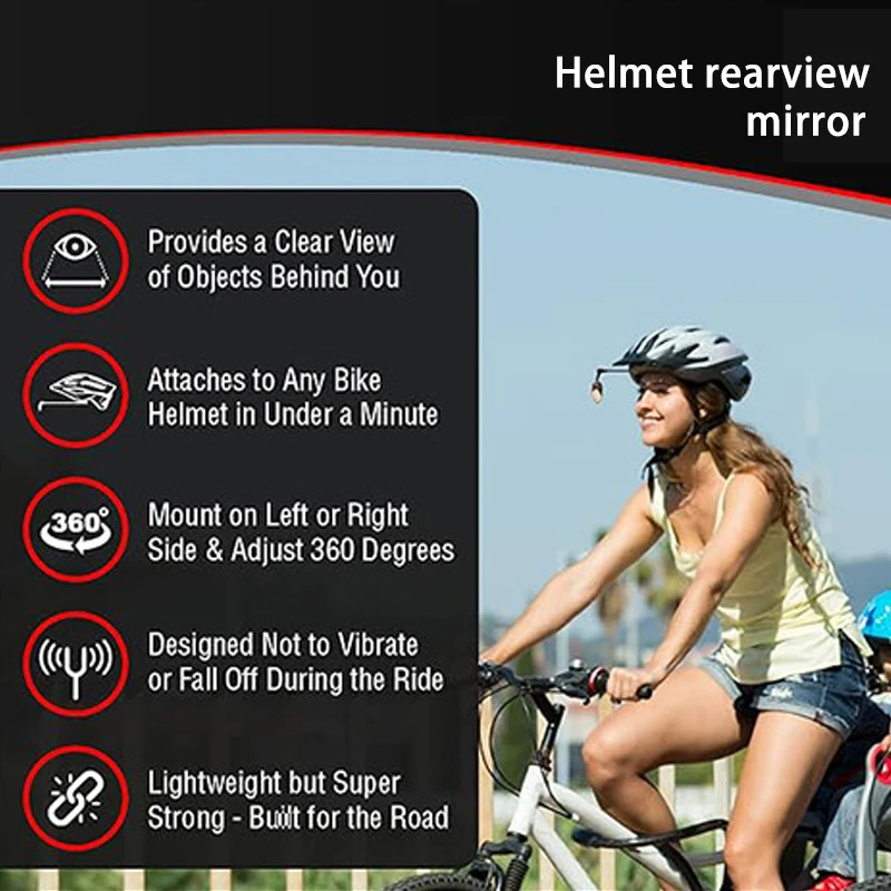 One/two bicycle helmet mirrors, bicycle rearview mirror, 360-degree rotating 9.25x3.07-inch ABS universal adjustable bicycle rea
