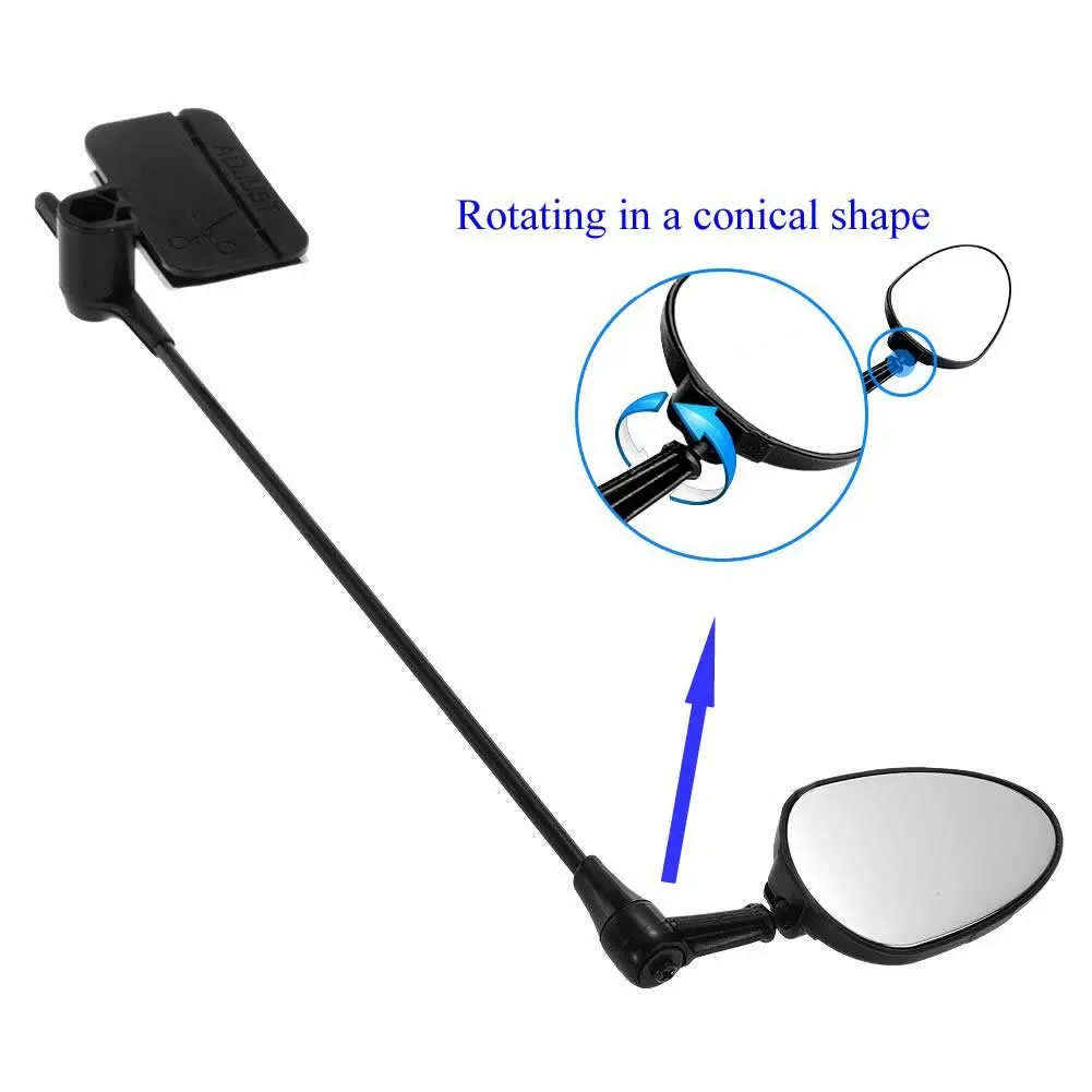 One/two bicycle helmet mirrors, bicycle rearview mirror, 360-degree rotating 9.25x3.07-inch ABS universal adjustable bicycle rea