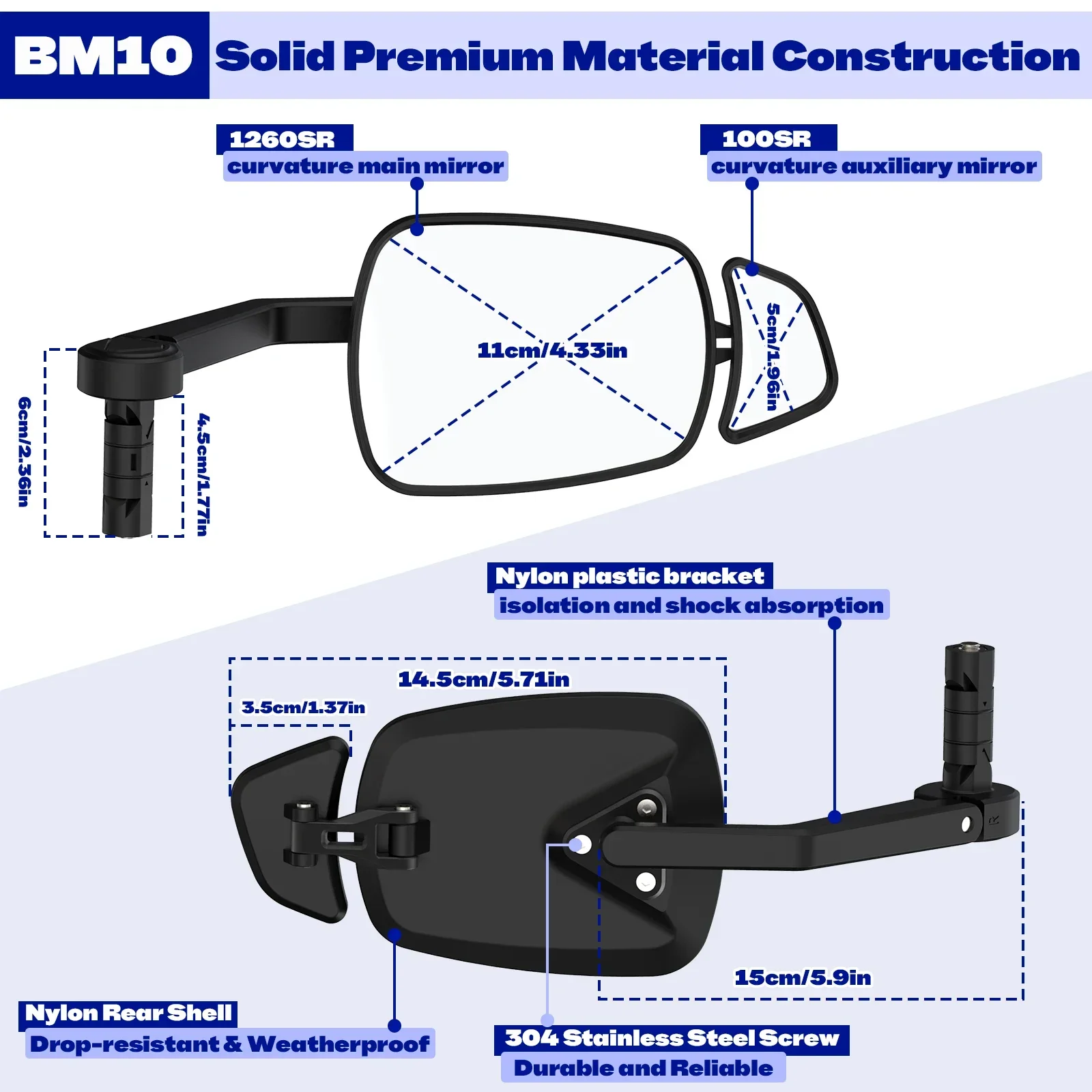 BUCKLOS Bicycle Handlebar Mirror Dual Rear View Mirror Adjustable Wide Range Back Sight Reflector Cycling Mirrors Bike Accessory