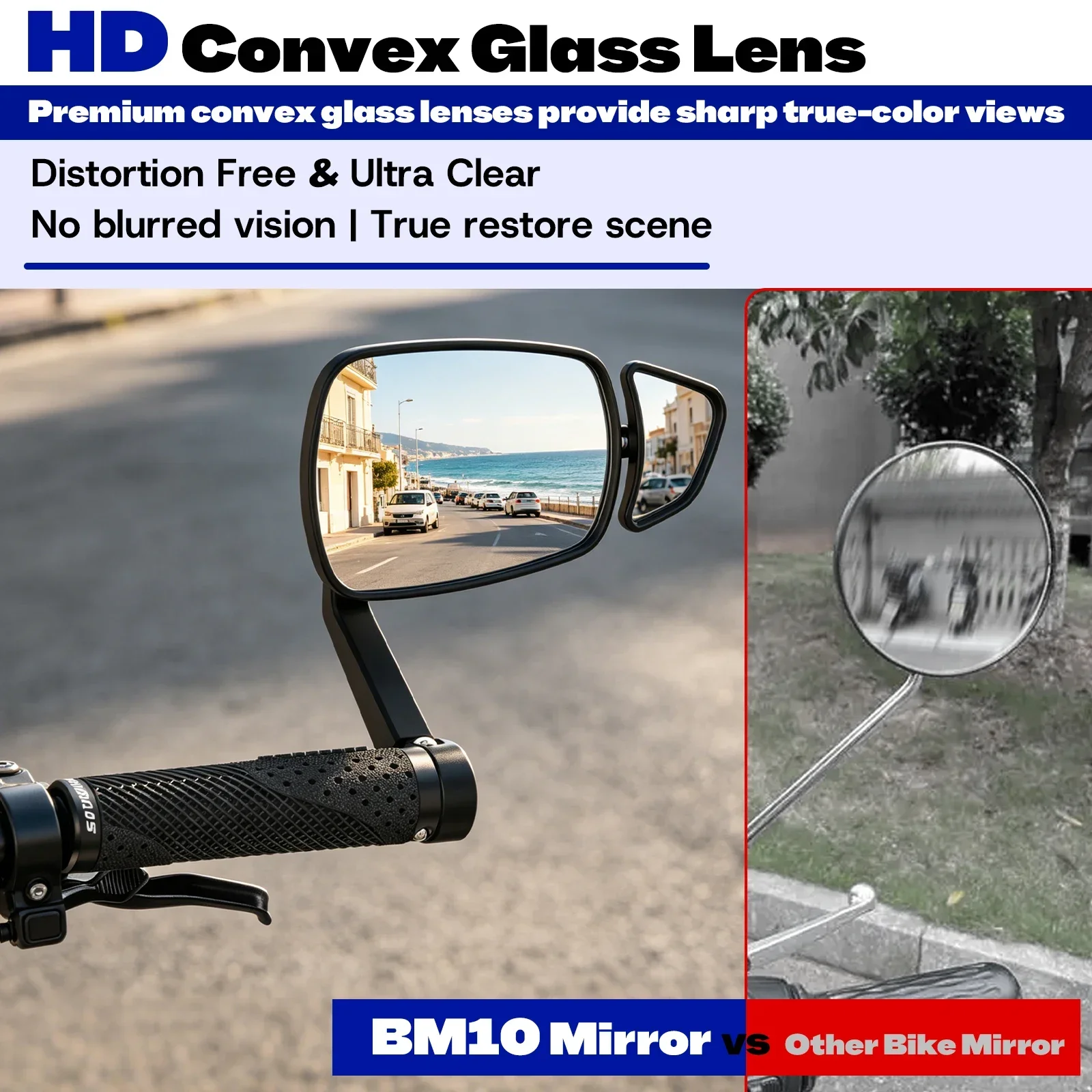 BUCKLOS Bicycle Handlebar Mirror Dual Rear View Mirror Adjustable Wide Range Back Sight Reflector Cycling Mirrors Bike Accessory