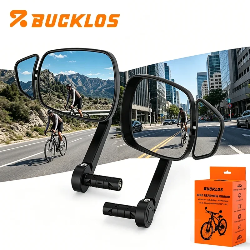 BUCKLOS Bicycle Handlebar Mirror Dual Rear View Mirror Adjustable Wide Range Back Sight Reflector Cycling Mirrors Bike Accessory