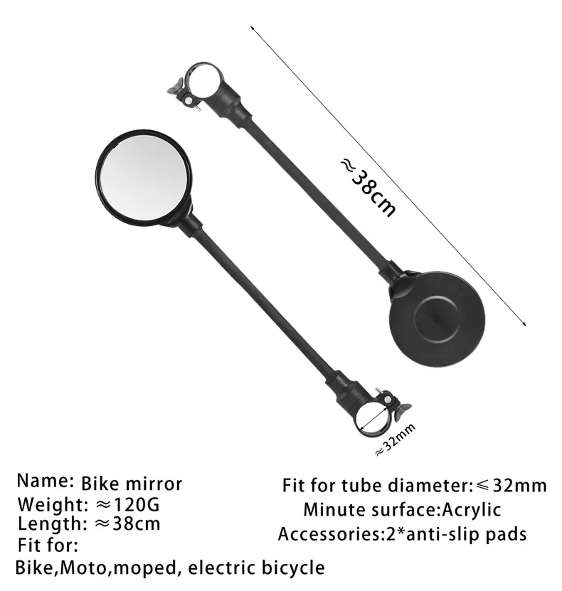 1/2PCS Bike Rearview Mirrors 360° Adjustable Handlebar Mirror with Bendable Hose for MTB Road Motorcycle