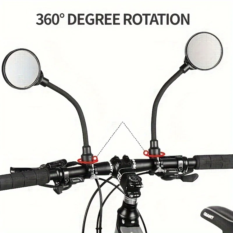 1/2PCS Bike Rearview Mirrors 360° Adjustable Handlebar Mirror with Bendable Hose for MTB Road Motorcycle