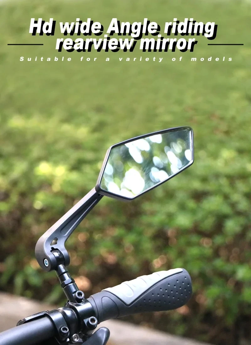 RIDERACE Bicycle Rear View Mirror Clear Bike Wide Range Back Sight Rearview Reflector Adjustable Handlebar Left Right Mirror