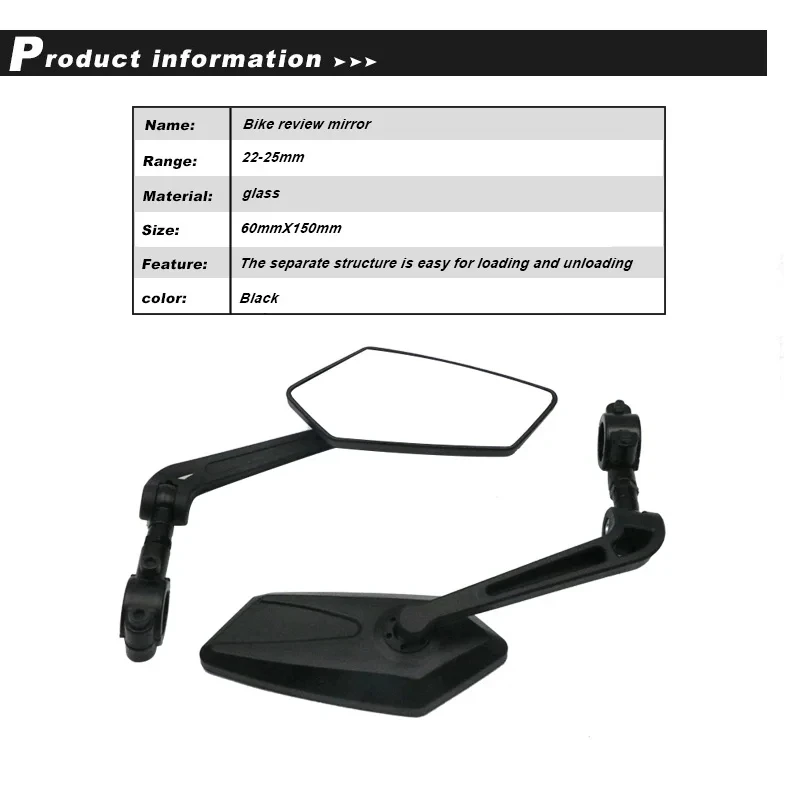 RIDERACE Bicycle Rear View Mirror Clear Bike Wide Range Back Sight Rearview Reflector Adjustable Handlebar Left Right Mirror