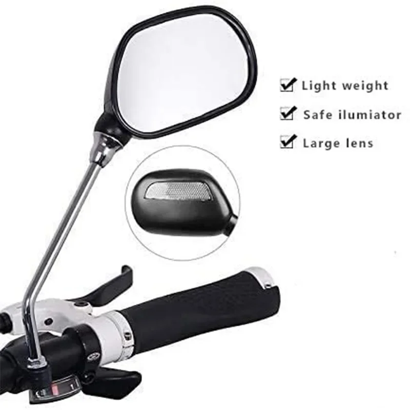 2pcs Bicycle Rearview Mirror Reflector Angle Adjustable Left Right Mirrors Outdoor Safety Riding Bicycle Handle Rearview Mirror