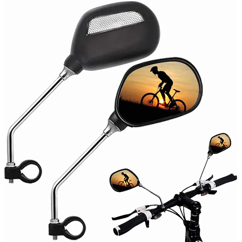 2pcs Bicycle Rearview Mirror Reflector Angle Adjustable Left Right Mirrors Outdoor Safety Riding Bicycle Handle Rearview Mirror