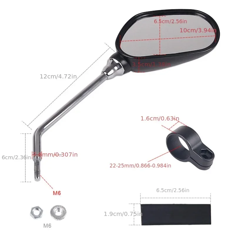 2pcs Bicycle Rearview Mirror Reflector Angle Adjustable Left Right Mirrors Outdoor Safety Riding Bicycle Handle Rearview Mirror