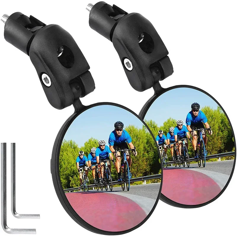 2PCS 360° Bike Mirror - Wide-Angle Rearview for MTB/Road/E-Bike, Shockproof Handlebar Mount Tool-Free Install