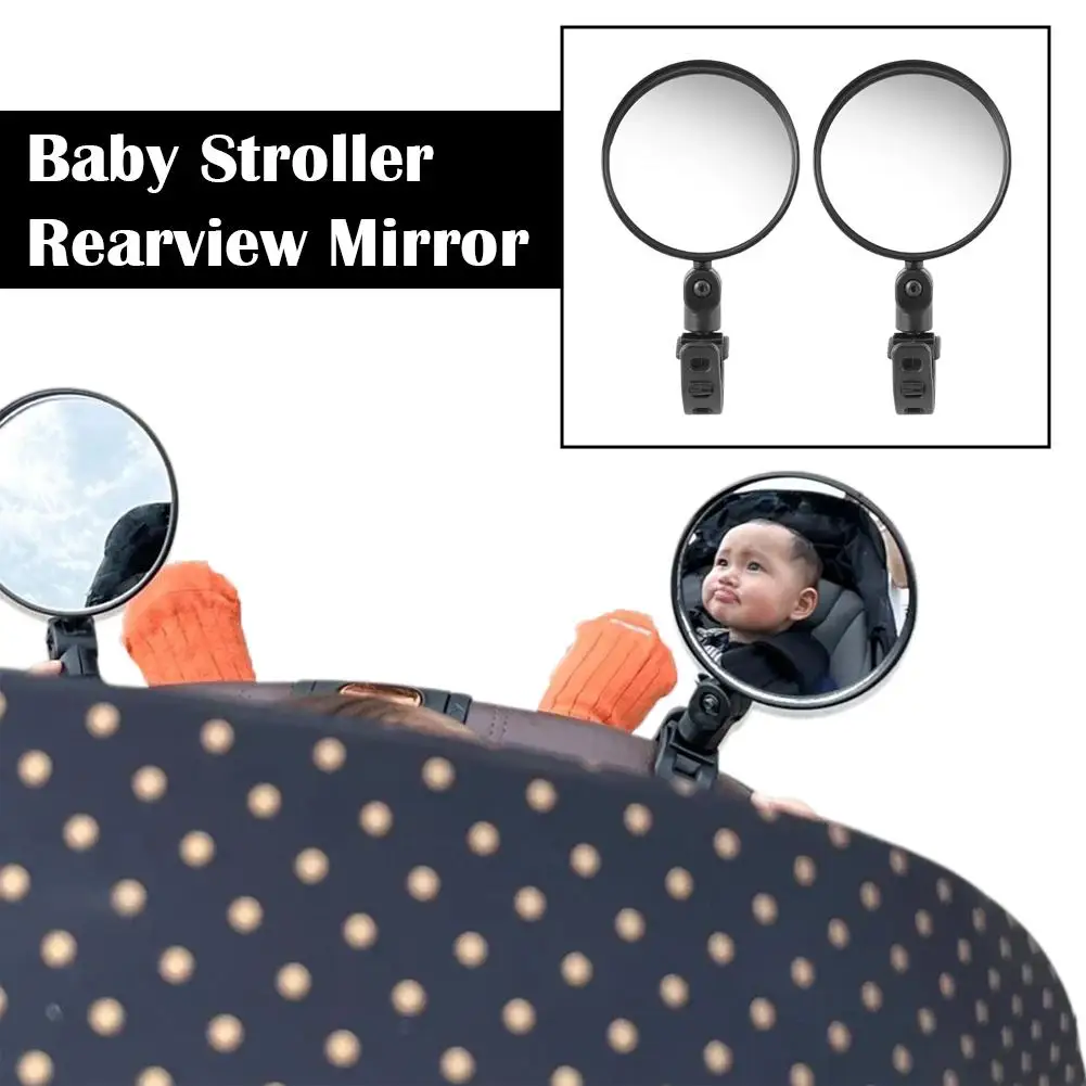 2-Piece Set Baby Stroller Rearview Mirror - Universal Fit, No Installation Required, Baby Walker Safety Accessory Compact Design