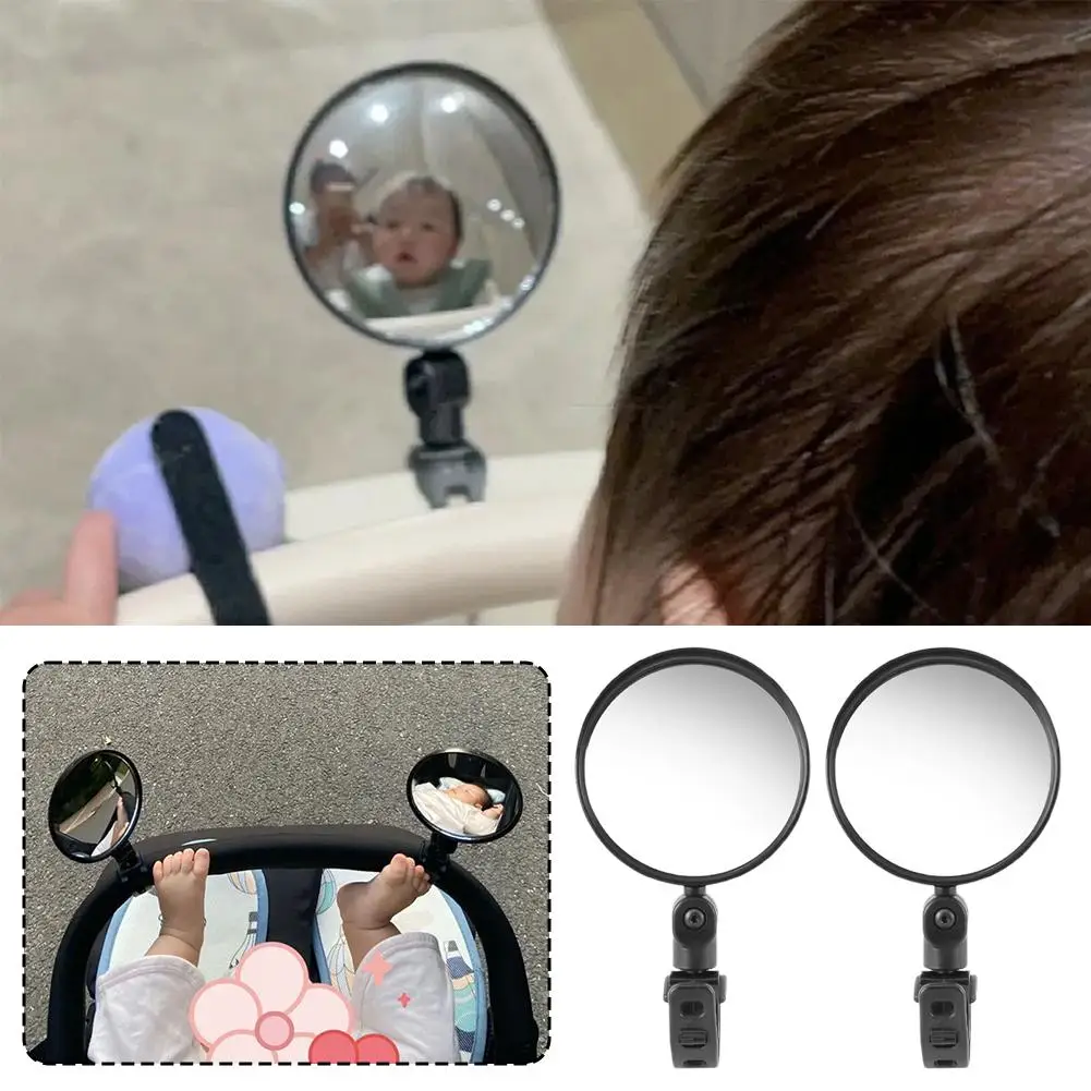 2-Piece Set Baby Stroller Rearview Mirror - Universal Fit, No Installation Required, Baby Walker Safety Accessory Compact Design