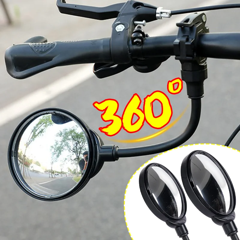Wide Angle Bike Mirror 360 Rotatable Rearview Mirror for Bicycle Handlebar Thickened Aluminum Tube Anti Shock Convex Mirror