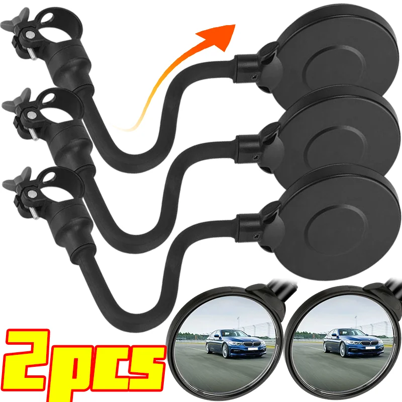 Wide Angle Bike Mirror 360 Rotatable Rearview Mirror for Bicycle Handlebar Thickened Aluminum Tube Anti Shock Convex Mirror