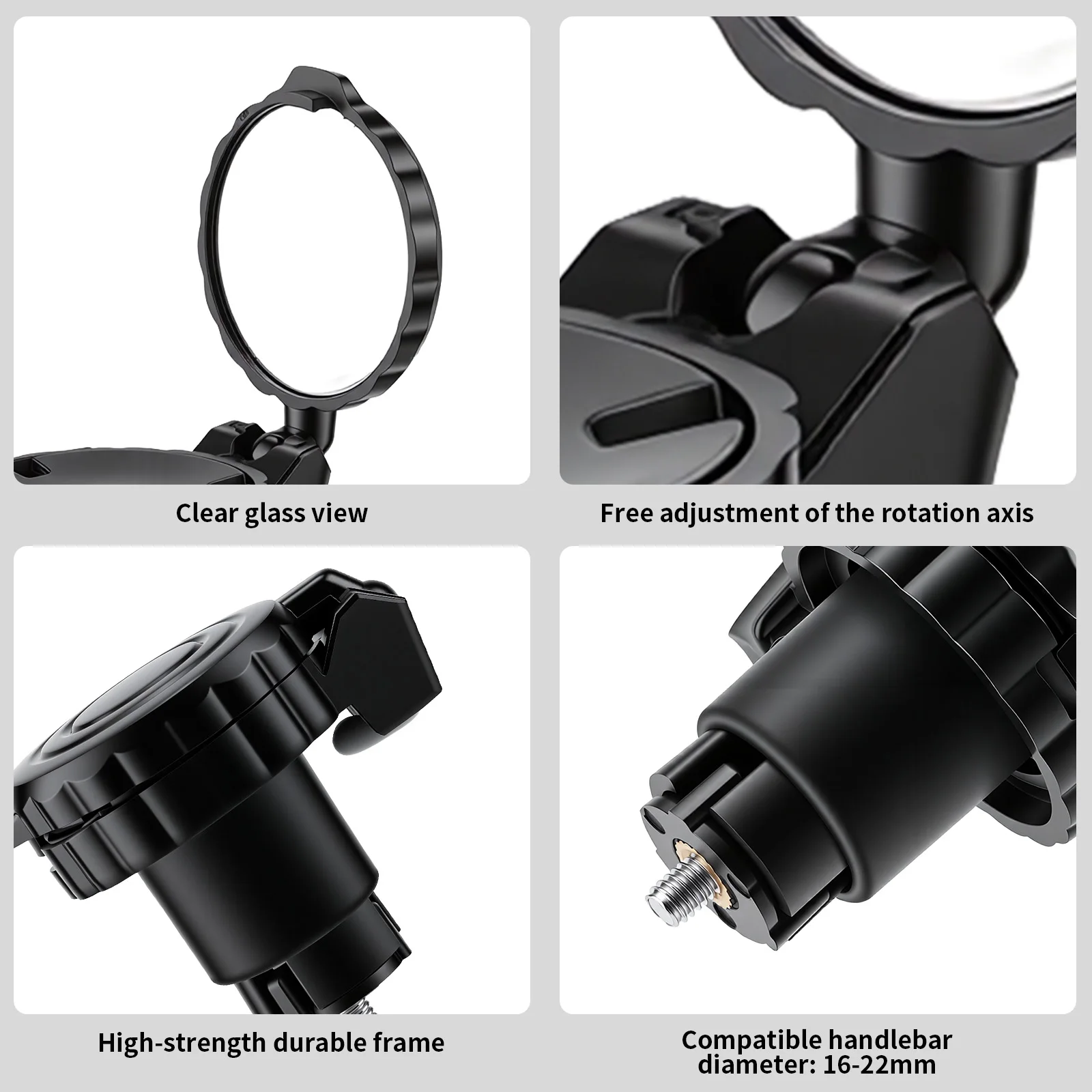 Bicycle Mini Handlebar Rearview Mirror Adjustable Rotate Clear Cycling Convex View Mirrors for MTB Road Bike Accessories