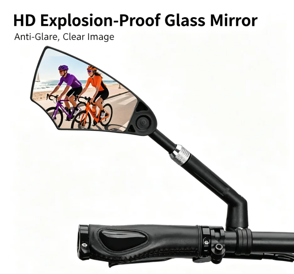 HTMCK Anti-Glare Bicycle Rearview Mirror Handlebar Scooter Accessory Wide Range Back Sight View Reflect for Cycling Safety