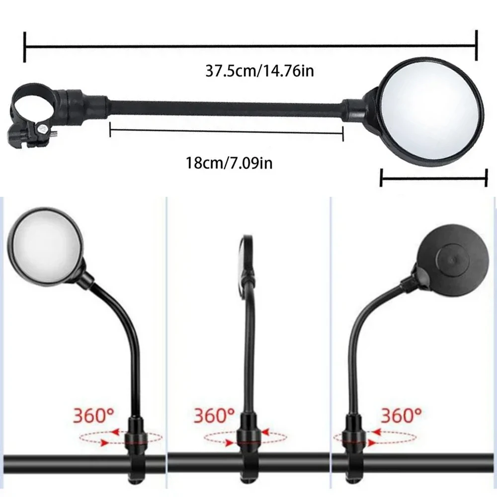 1/2PCS Bicycle Rearview Mirror 360 Rotatable Mountain Road Bike Handlebar Mirrors Adjustable Rear View Mirror Cycling Mirrors
