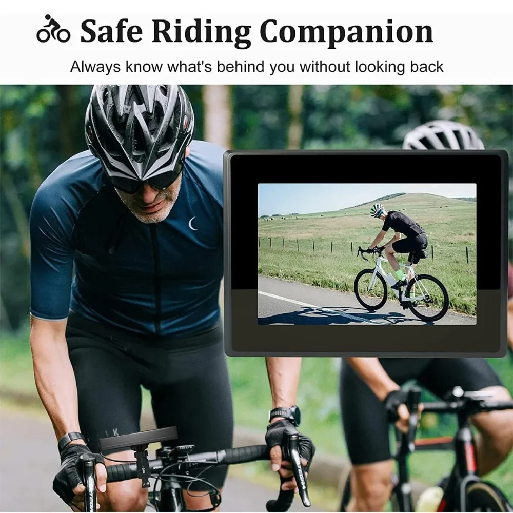 Universal 1080P Bike Rear View Camera 4.3" Monitor HD Night Vision Wide Angle for Mountain Road Bicycle Cycling