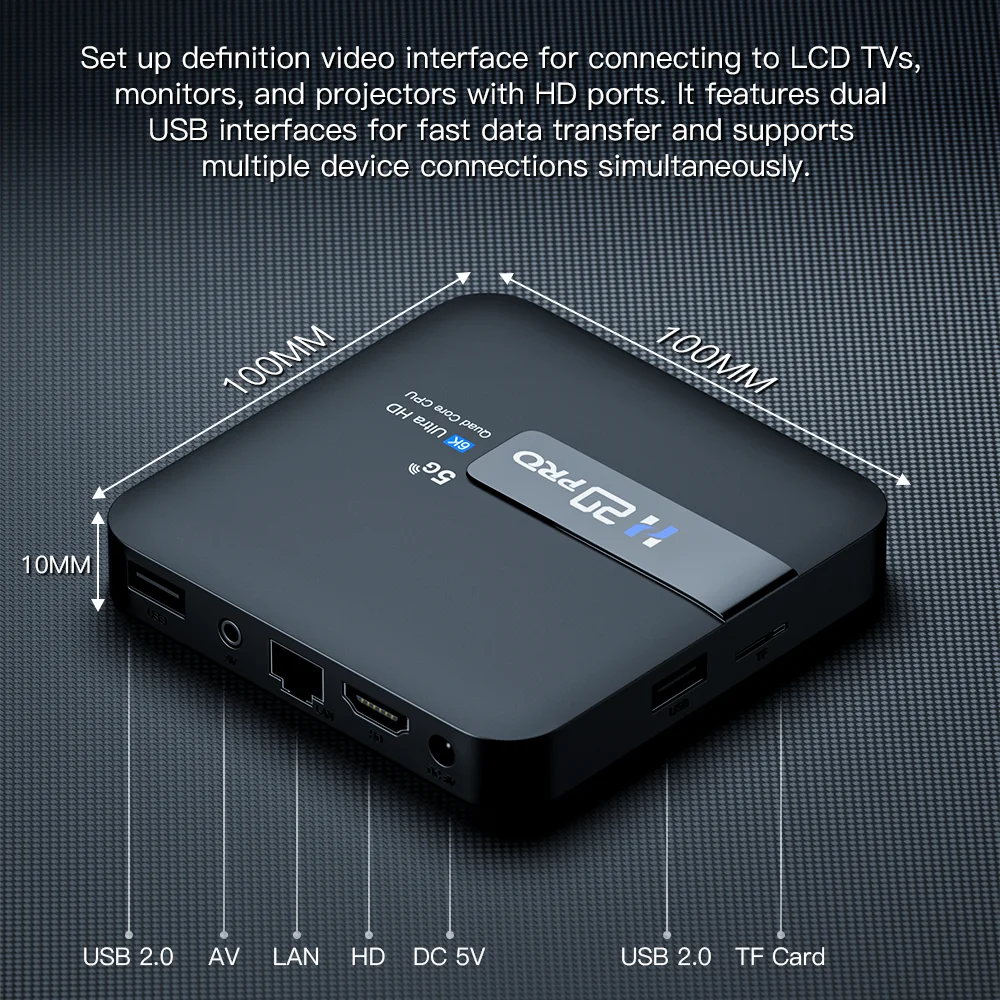 TOPSION H20PRO Smart TV Box Android 14.0 With Voice Assistant 2.4&5G Wifi 4K 6K HD Video 1080P Media Player Set Top Box