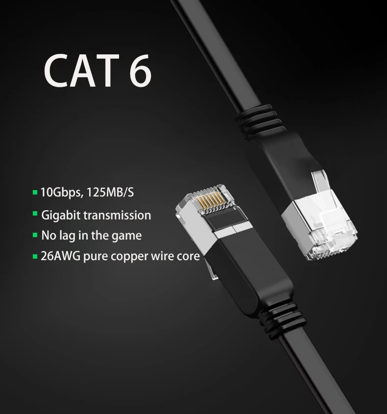 Ethernet Cable Cat6 Flat Cable Gigabit High Speed 1000Mbps Internet Cable RJ45 Shielded Network LAN Cord for PC PS5 PS4 PS3 Xbox