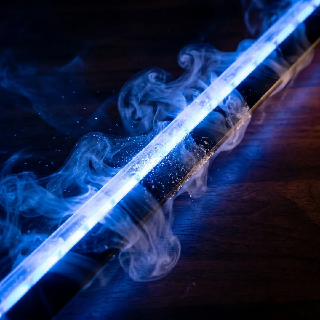 40in Ghost of Tsushima Mist Katana LED Light Ninja Knife Vapor Glow Schwert Japanese Original Samurai Sabre Unsharpened Toy Gift