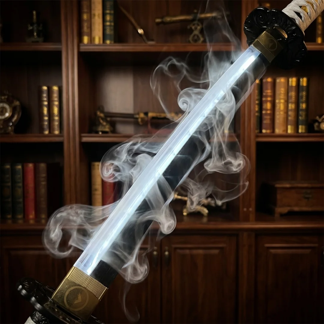 40in Ghost of Tsushima Mist Katana LED Light Ninja Knife Vapor Glow Schwert Japanese Original Samurai Sabre Unsharpened Toy Gift