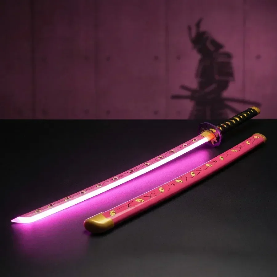 40inch Demon Slayer Kokushibo Katana LED Lightsabre Mist Original Cosplay Accessories Prop Wood Katana Vapor Schwert Toy Gift