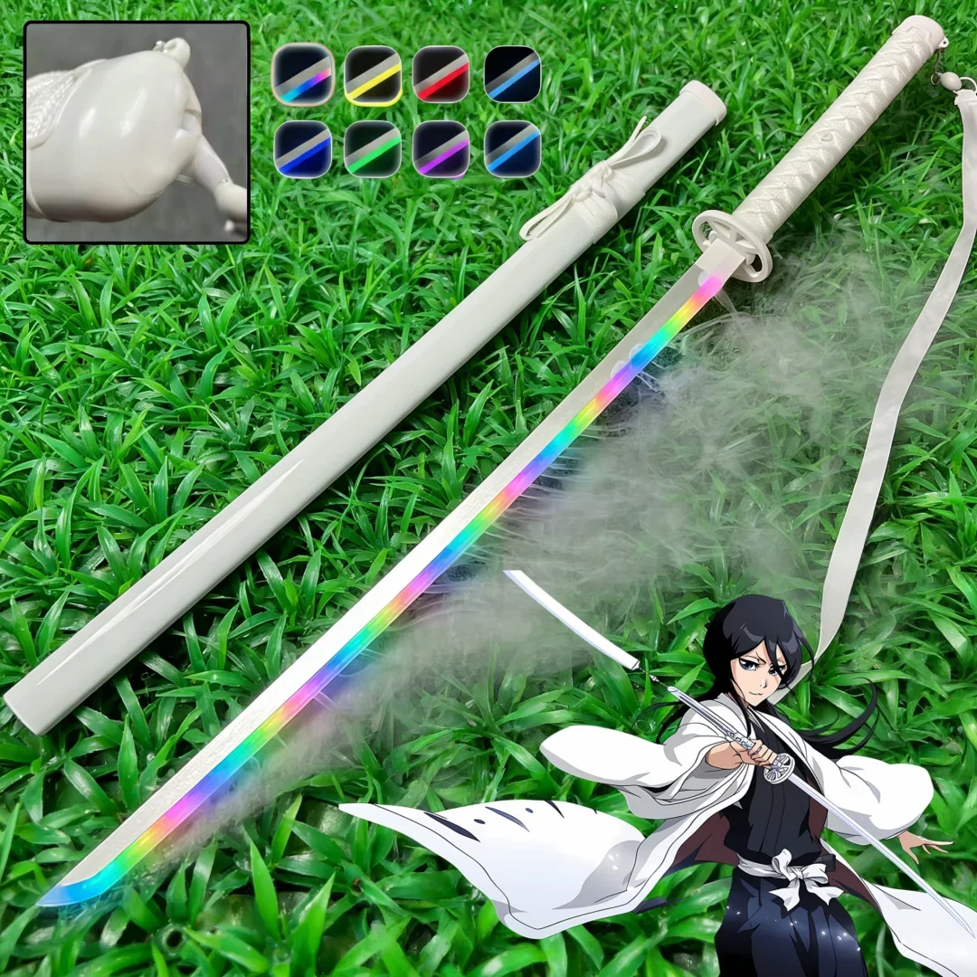 40inch Bleach Kuchiki Rukia Katana Sword LED Mist Original Vapour Sabre Wood Vapor Schwert Cosplay Accessories Prop Toy Gift